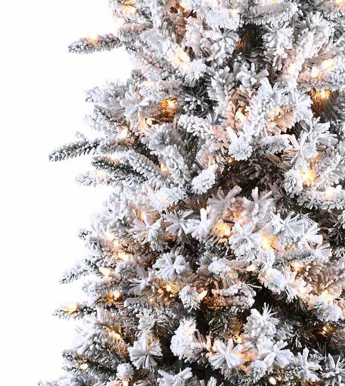 Slim Flocked Pencil Christmas Tree - Artificial Pencil Pine