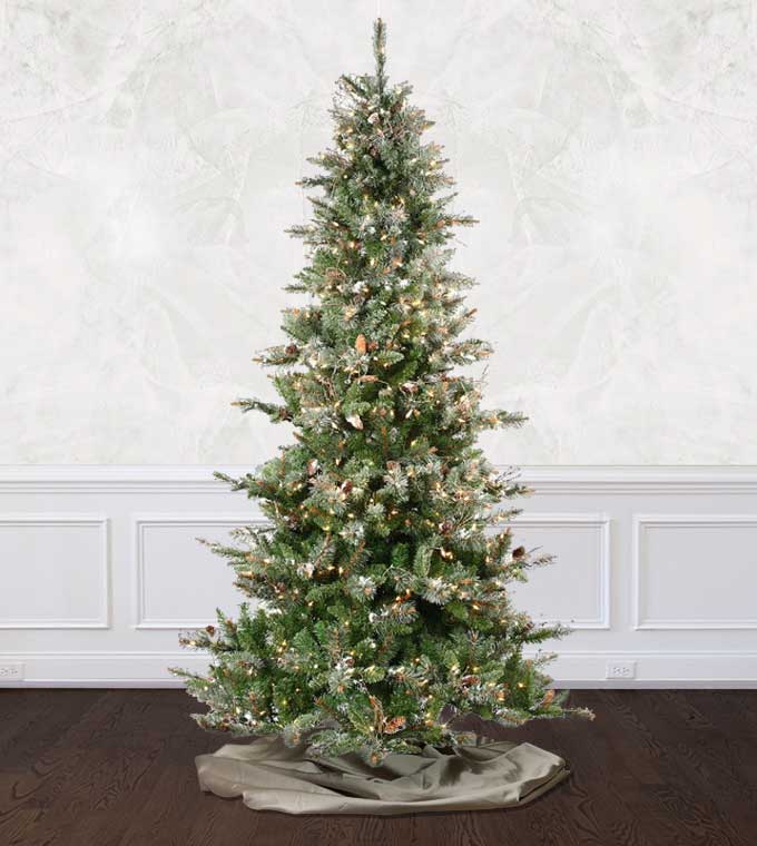 7.5 ft. Frosted Virginia Artificial Christmas Tree with 600 Clear LED Lights - 55 in. Wide